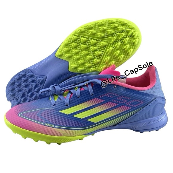 Size 9 Adidas F50 League TF Turf Men's Blue Lemon Pink Soccer Shoes IE1230